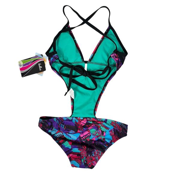 Dolfin Bellas Small Mystik Monokini Swimsuit UPF 50 Padded Criss Cross Tie Strap - Picture 3 of 9
